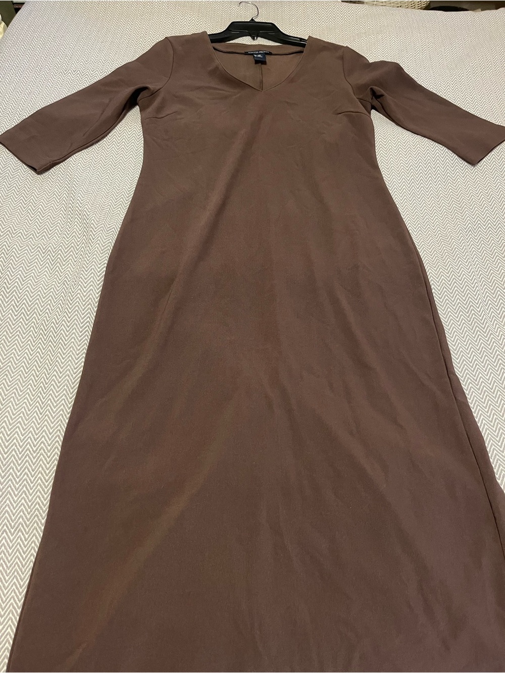 Boston Proper Vintage V-Neck Brown Maxi Dress. Size Petite Medium. EUC.